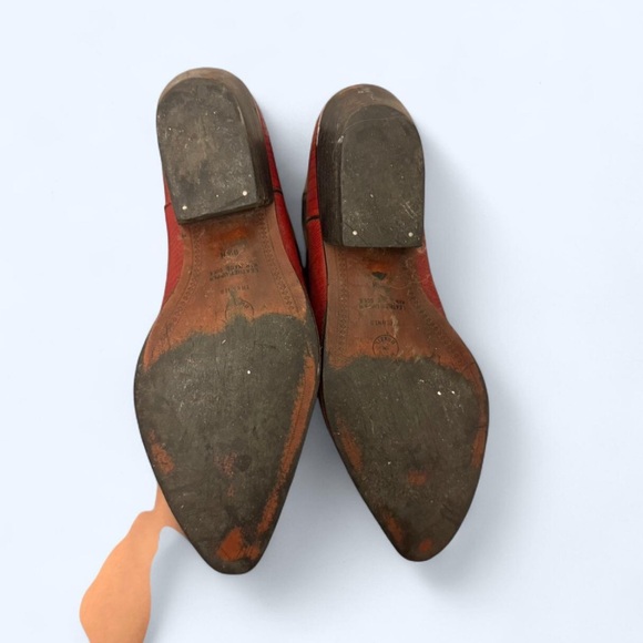 Vintage Red & Black Western Cowboy Boots w/ Teal Inlay – Women’s 8 - Picture 5 of 7